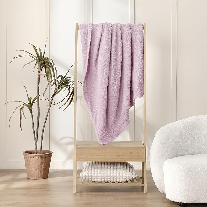 JOOJA Throw Blanket for Couch Super Soft Blankets for Bed Comfy Cozy Blanket Knit Fuzzy Plush Fleece Blanket Gift for Women Lightweight Blanket for Living Room Sofa 50 x 60 Inches Lilac