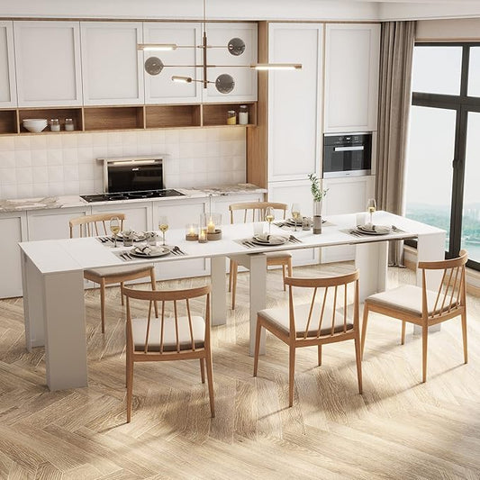 Extendable Console Dining Table for 6-10, 20"-99" Modern Extendable Dining Room Table with Storage for Small Spaces, Easy Assembly