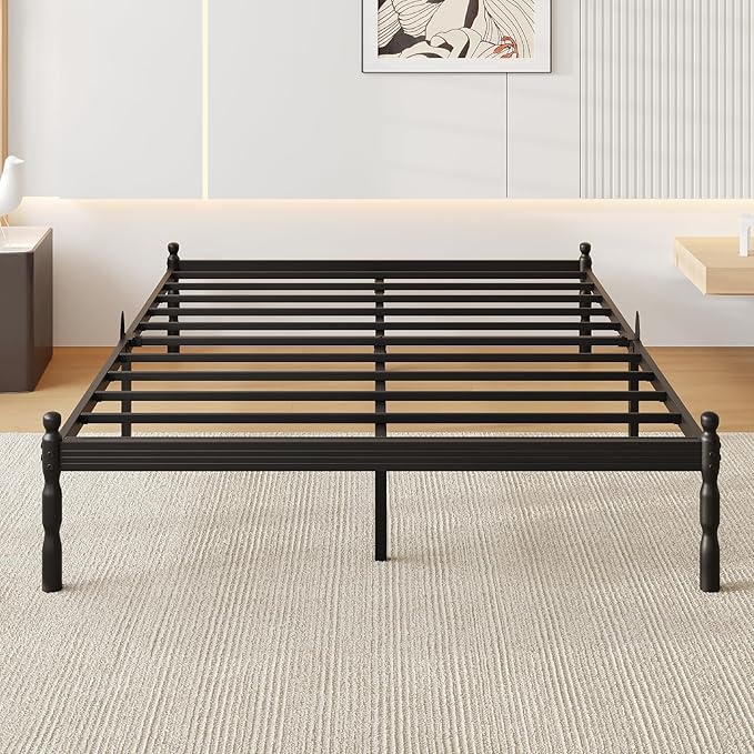 14 Inch King Size Bed Frame with 2 Pcs Mattress Slide Stopper, King Platform Bed Frame Metal, No Box Spring Needed, Easy Assembly, Heavy Duty, Noise Free, Non-Slip