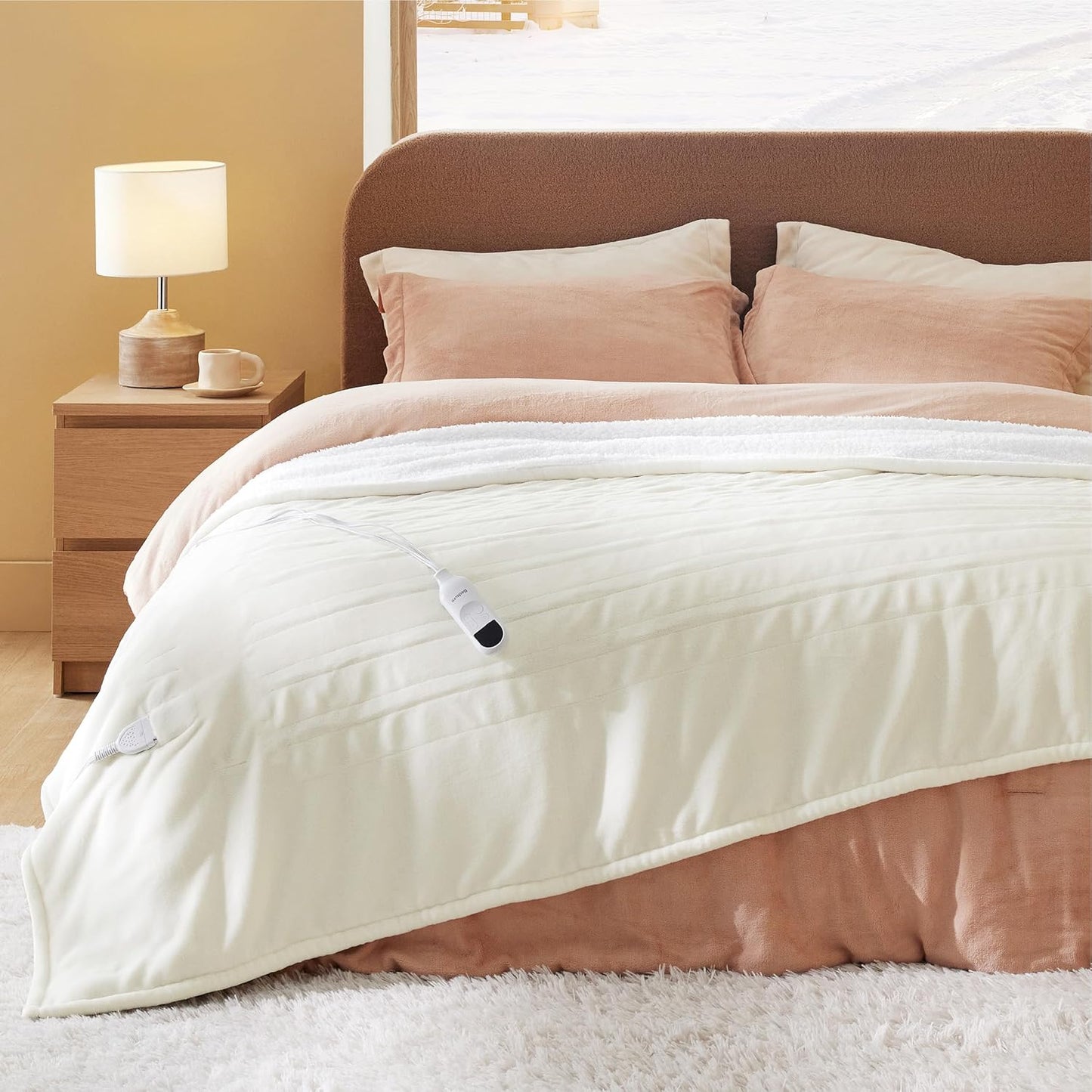 Bedsure Electric Blanket Full Size - Soft Flannel Heated Blanket, Fast Heating with 10 Time Settings & 6 Heat Settings, Warm Gift for Grandma (72x84 inches, Ivory)