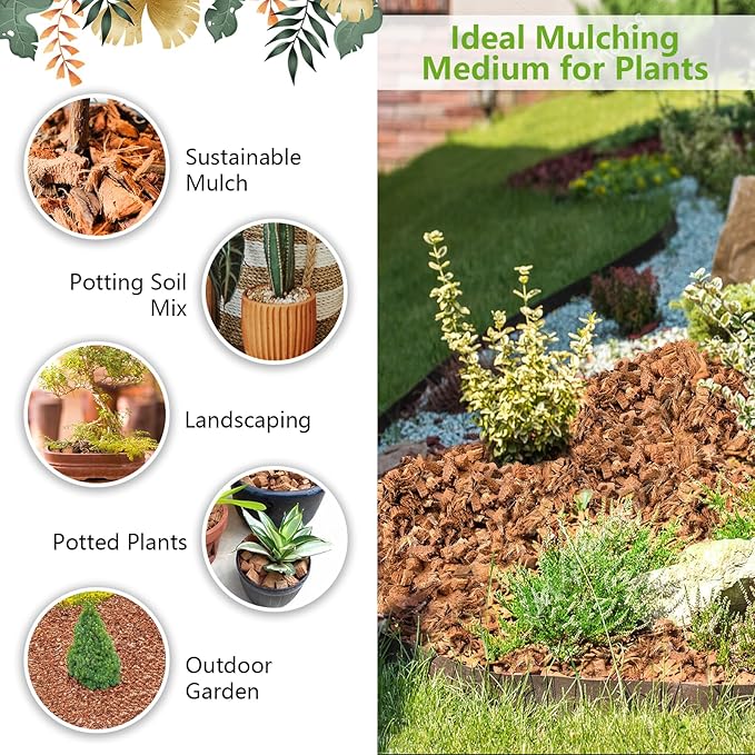 Legigo 8 Pack Coco Husk Chips- 8.8 LB 100% Organic Coconut Coir Chips Brick Potting Soil Mix with Low EC & PH Balance, Compressed Coconut Substrate Coco Chips Mulch Medium for Garden, Flowers, Plants