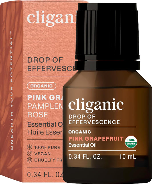 Cliganic Organic Pink Grapefruit Essential Oil, 100% Pure Natural, for Aromatherapy | Non-GMO Verified (Packaging May Vary)