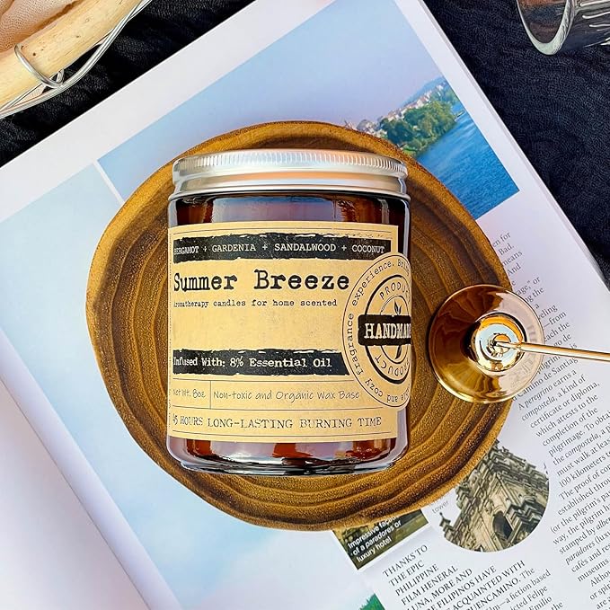 Summer Breeze Candles for Home Scented - 8oz Aromatherapy Candles for Relaxation Stress Relief Anxiety Soothing Perfect Calming Candles Gifts for Women Ideal for Yoga Meditation Sleep Healing Relaxing