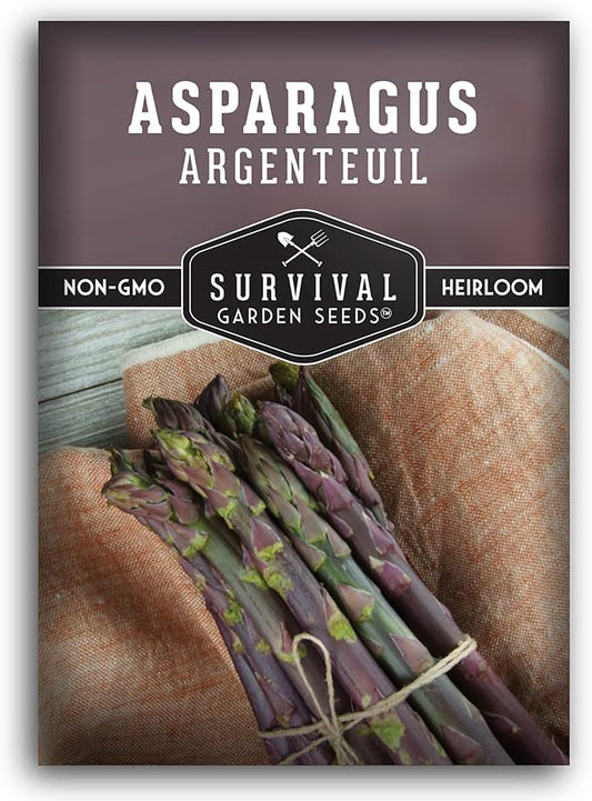 1 Pack Argenteuil Purple Asparagus Seeds for Planting with Instructions to Grow Gourmet French Asparagus in Your Home Vegetable Garden - Non-GMO Heirloom - Survival Garden Seeds