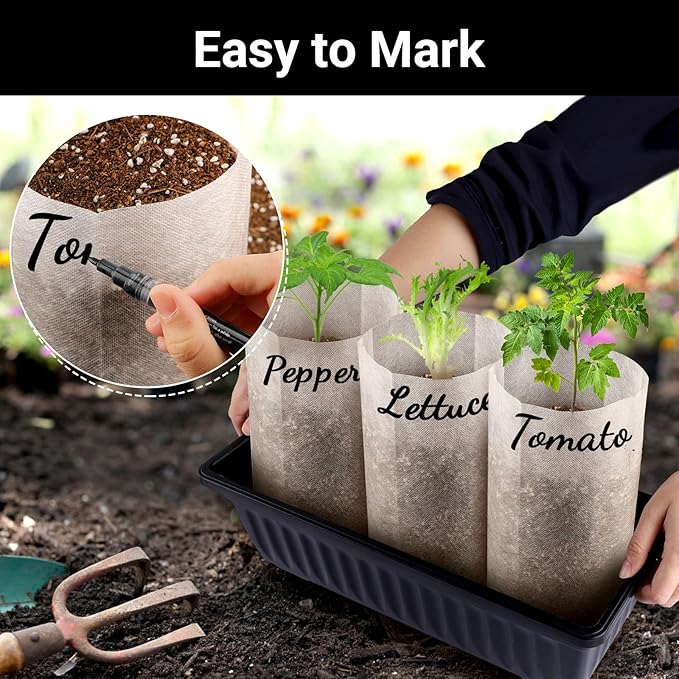 100pcs Nursery Bags for Plants - 7.87x13.77 inches Breathable Plant Grow Bags, Fabric Grow Seedling Pots for Vegetable, Fruit, Flower
