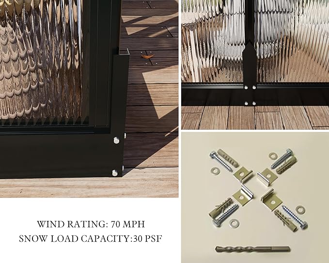 Howe 14x9.5x9 FT Polycarbonate Greenhouse with 2 Vents and Double Swing Doors 6FT Added Wall Height, Walk-in Large Sunroom Aluminum Greenhouse for Outdoors, Black