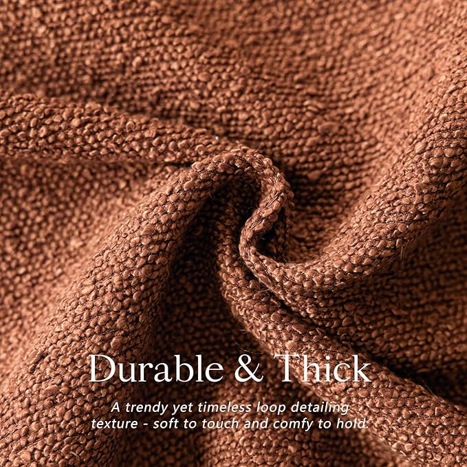 Foindtower Set of 2, Decorative Textured Boucle Throw Pillow Covers Accent Solid Pillow Cases Neutral Couch Cushion Case for Chair Sofa Bedroom Living Room Home Decor 16x16 Inch Burnt Orange Hazel