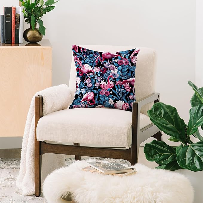 Society6 Floral and Flamingo V III Throw Pillow Insert-Home Decor by Burcu Korkmazyurek, 20" x 20"