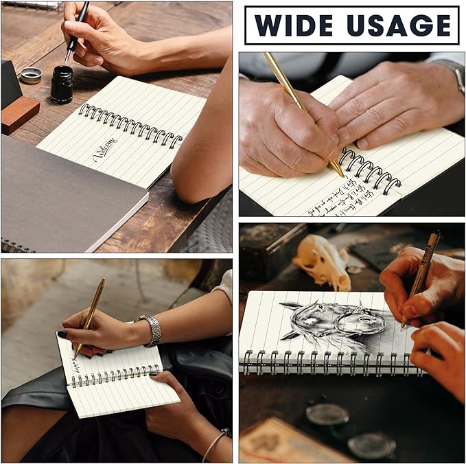 Jutom 6 Pcs Small Spiral Notebooks Memo Pads 3x5 Bulk Small Pocket Notebooks Mini Notepads with Lined Pages Mini Journals for Office Back to School Work Writing Supplies, 120 Pages (Black)