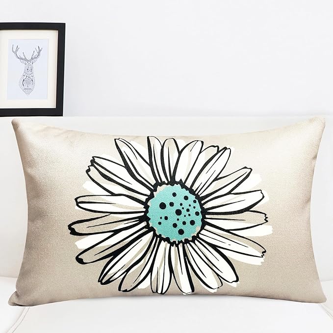 Decorative Throw Pillow Covers Set of 4 Teal Pillow Covers 12x20 inch Throw Pillow Cases Linen Square Pillow Case,Farmhouse Outdoor Modern Boho Pillow Covers for Couch Sofa Living Room