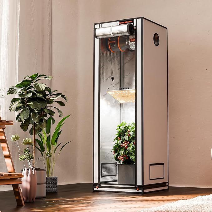Spider Farmer Pro Series 2x2x6 Grow Tent, 24"x24"x72" with Roll-up Door, Observation Window Floor Tray, 2000D Thicken Mylar Canvas, 2x2 for Hydroponic Indoor Growing for SF1000, SF1000, SE1500, G1500