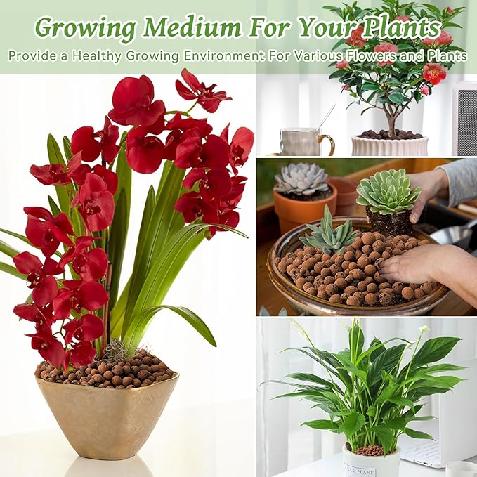 Riare 8 LBS Organic Expanded Clay Pebbles - 4mm-16mm Natural Leca Balls Lightweight Hydroponic Clay Pebbles for Indoor Plants, Hydroponic Growing, Plants Drainage, Aquaponics, Terrarium