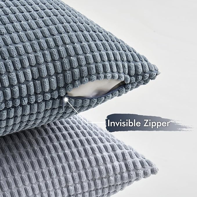 MIULEE Blue Decorative Pillow Covers 20x20 Inch Set of 4 Boho Western Farmhouse Home Decor Couch Throw Pillows Summer Coastal Corduroy Couch Pillowcases Industrial for Sofa Living Room Bed