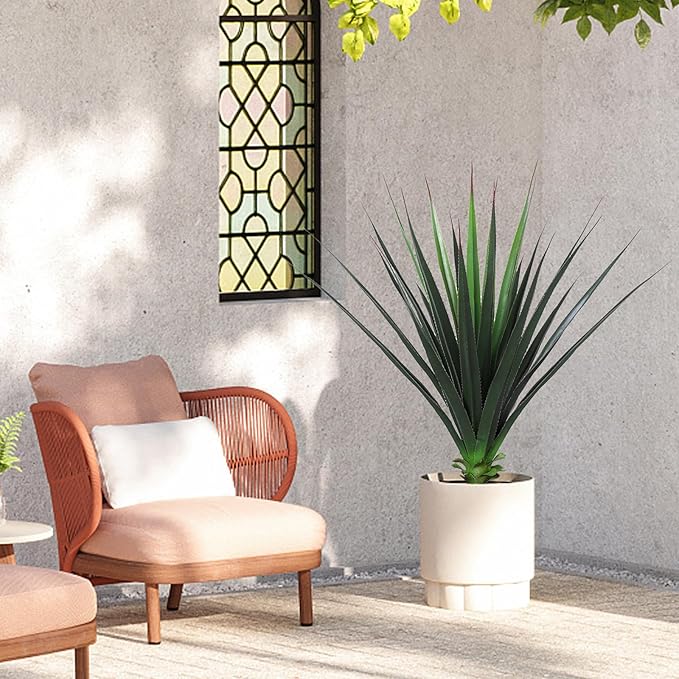 Veryhome 3FT Agave Plant Artificial Succulents 35 Inch Large Fake Outdoor Plants UV Resistant Faux Greenery for Indoor Home Office Floor Front Porch Decor