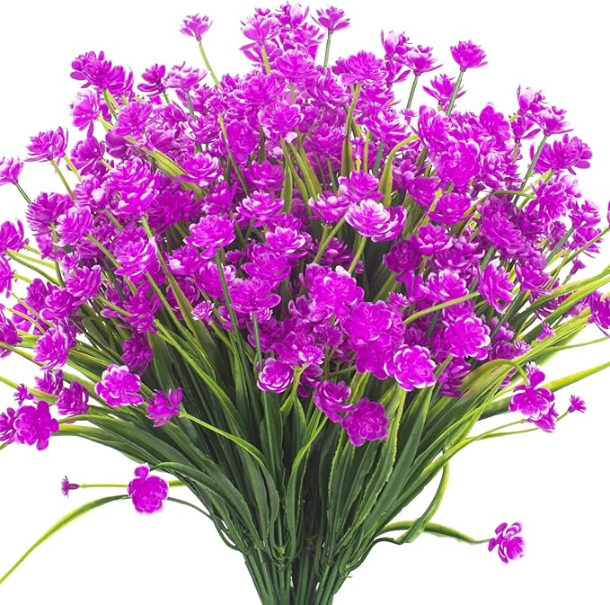 8 Bundles Artificial Outdoors Flowers (Purple-Daffodil)