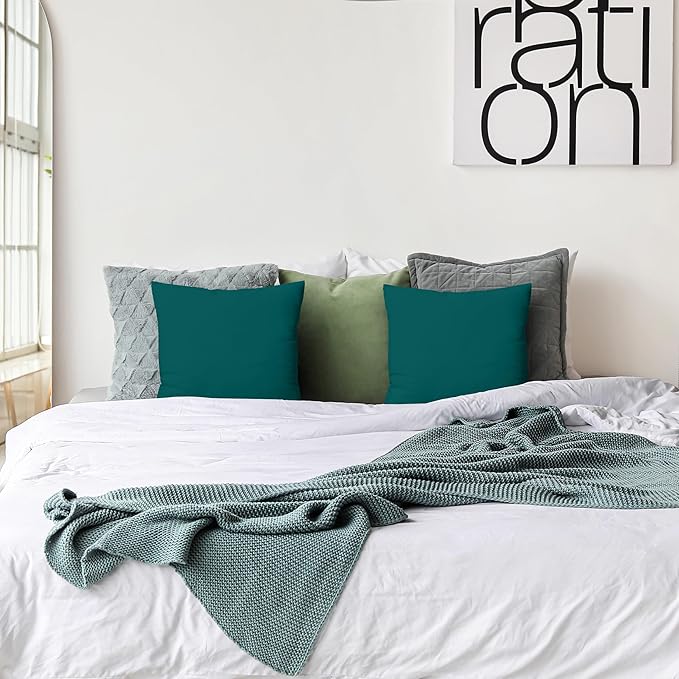 Utopia Bedding Throw Pillows Insert (Pack of 2, Dark Teal) - 18 x 18 Inches Bed and Couch Pillows - Indoor Decorative Pillow