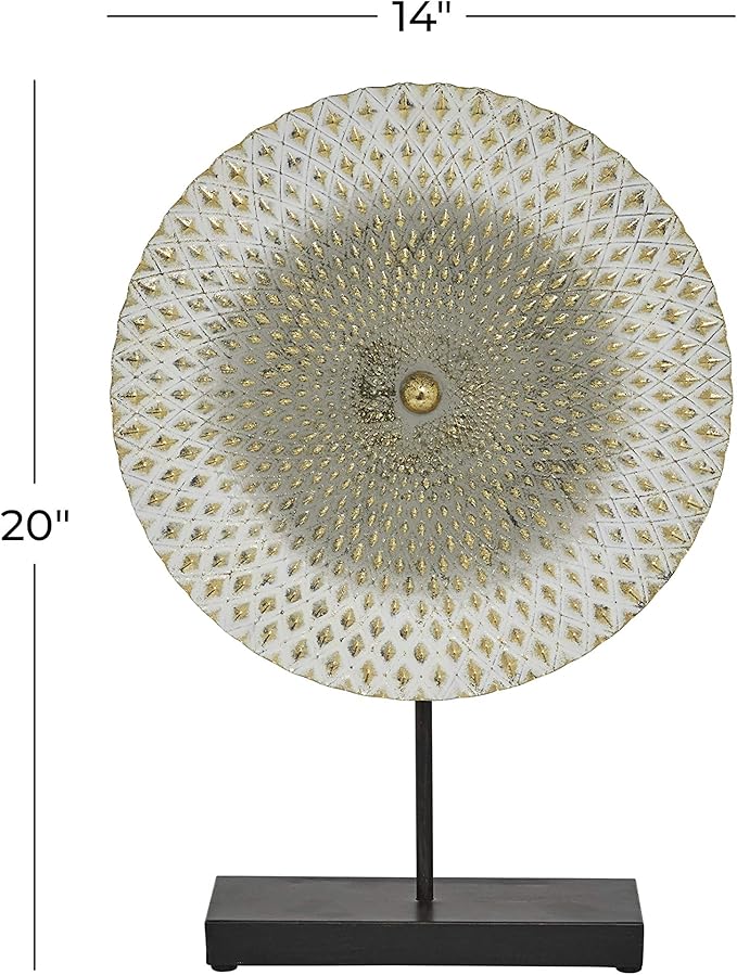 Deco 79 Metal Geometric Decorative Sculpture Home Decor Statue with Black Base, Accent Figurine 14" x 3" x 20", Gray