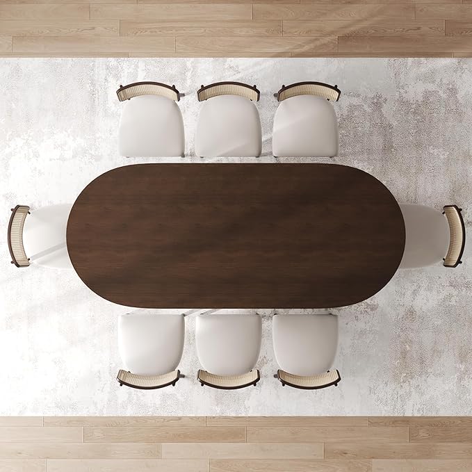 Casaphoria 79" Large Dining Table for 8, Wood Oval Living Room Table, Modern Farmhouse Kitchen Table with Scratch-Resistant Top & Wood Pedestal, Easy Assembly and Clean, Walnut