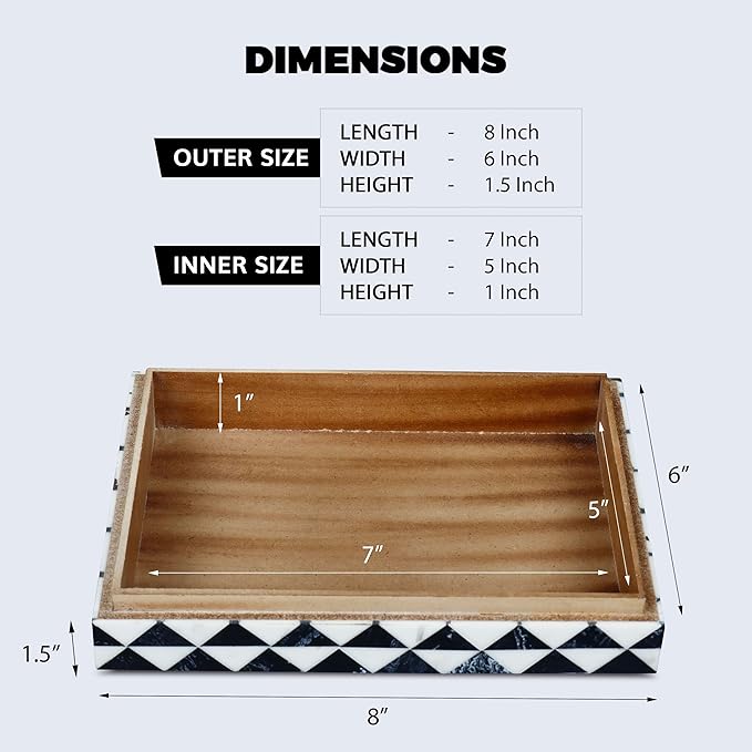 Handicrafts Home Handmade Marquet Prism Collection Decorative Jewelry Box Organizer – Keepsakes, Trinkets, and Home Decor – Antique Coffee Table Storage, Memory Box, Farmhouse Style Decor, 6x8x1.5