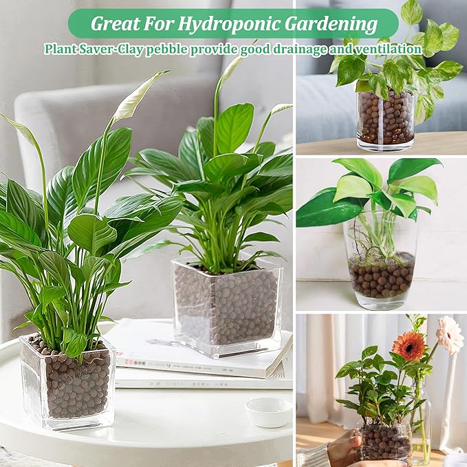 Riare 6 LBS Organic Expanded Clay Pebbles - 4mm-16mm Natural Leca Balls Lightweight Hydroponic Clay Pebbles Aggregate for Indoor Plants, Hydroponic Growing, Plants Drainage, Aquaponics