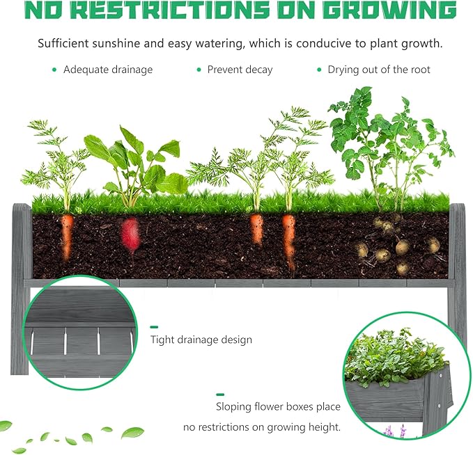 DoCred Vertical Wooden Raised Garden Bed, 5 Tier Garden Planters Freestanding Wood Plant Stand Flower Rack Wooden Planter Box for Plants Herbs Flowers Vegetables Outdoor Indoor Gardening