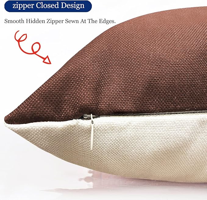 Decorative Throw Pillow Covers Set of 4 Brown Pillow Covers 16x16 inch Throw Pillow Cases Linen Square Pillow Case,Farmhouse Outdoor Modern Geometric Pillow Covers for Couch Sofa Living Room