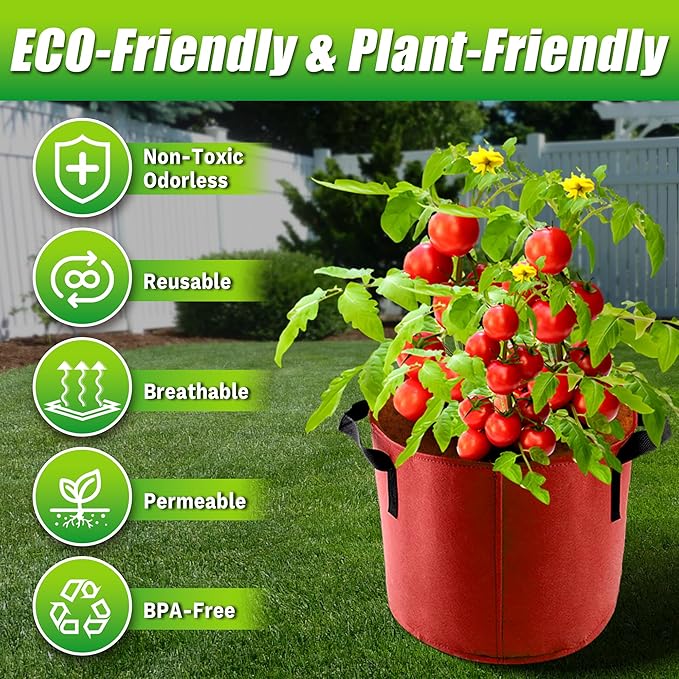 10 Gallon Grow Bags, 7 Pack Colorful Fabric Plant Pots with Handles for Garden and Outdoor Planting