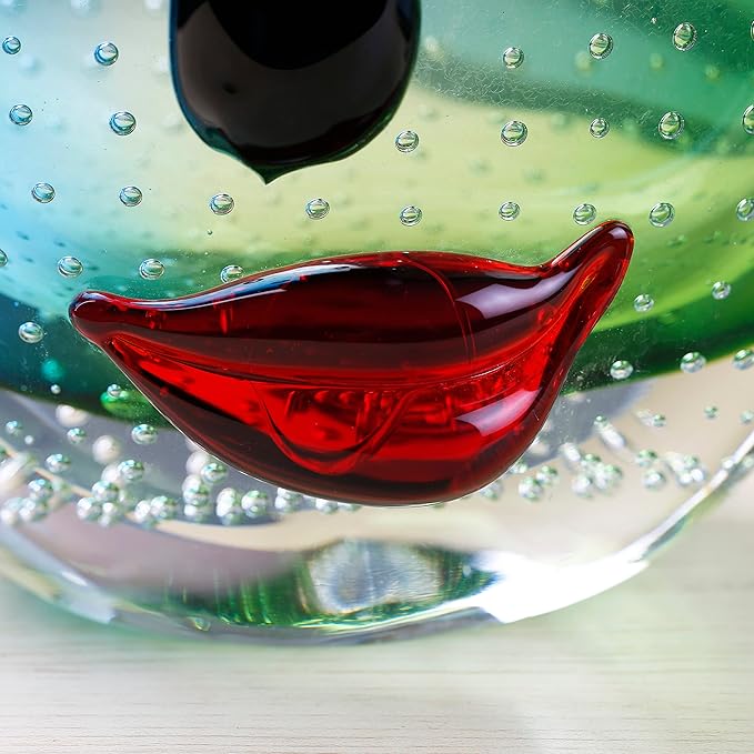 Yao Yuan Hand Blown Art Glass Vase with face Art,Murano Glass Style,Multi-Colored