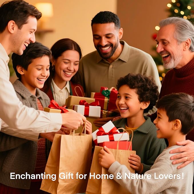 Watercolor Starry Night Forest Coasters Set of 6 with Holder - Ceramic Drink Coasters & Wall Art, Nature-Themed Home Decor for Living Room, Coffee Table - Unique Housewarming