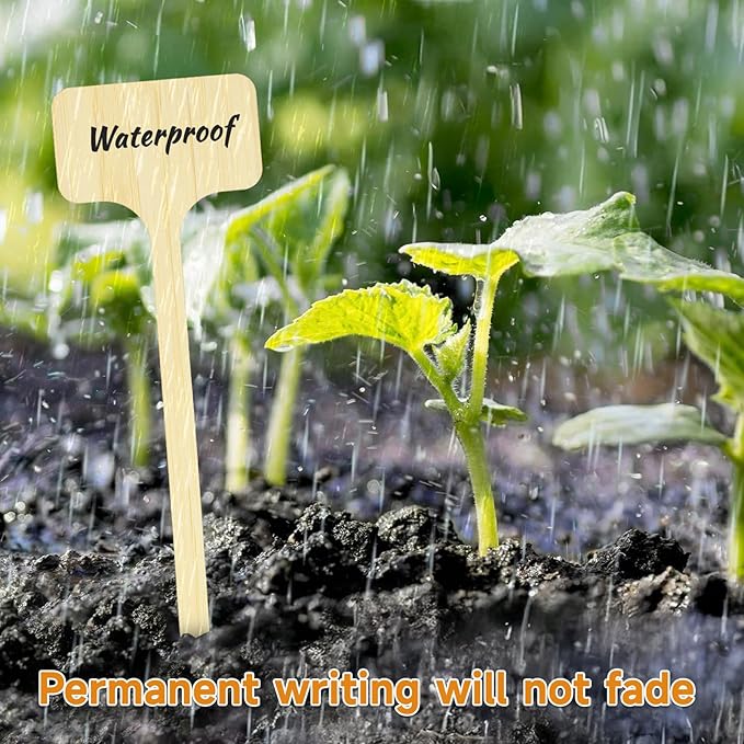 KINGLAKE Plant Labels,Bamboo Plant Labels,7 Inch Tall Plant Tags Labels,30 Pcs Nursery Garden Labels Plant Markers for Outdoor Waterproof Plant Name Tags Garden Tags with Marking Pen
