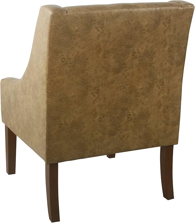 HomePop Modern Swoop Arm Accent Chair - Distressed Brown Faux Leather