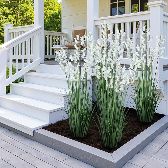 Green Onions Home Decor Fake Plants Lily of The Valley Snake Plant Home DéCor Accents Artificial Grass Room Decor Artificial Plants Indoor Artificial Grass 47“ （2PCS ） White