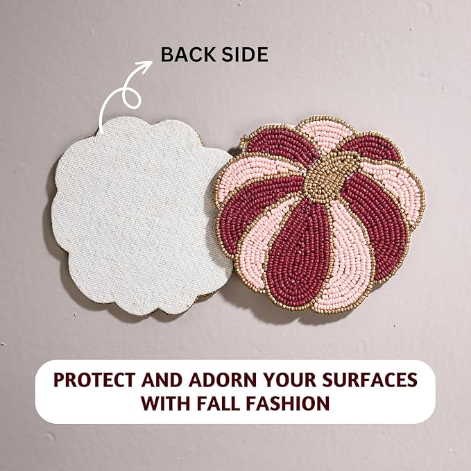 Folkulture Coasters Set of 4 | (4") Fall Coasters for Farmhouse Decor or Fall Table Decor | Boho Costers for Thanksgiving Decorations | Autumn Decor or Fall Stuff for Home | Rustic Bar Coaster Set