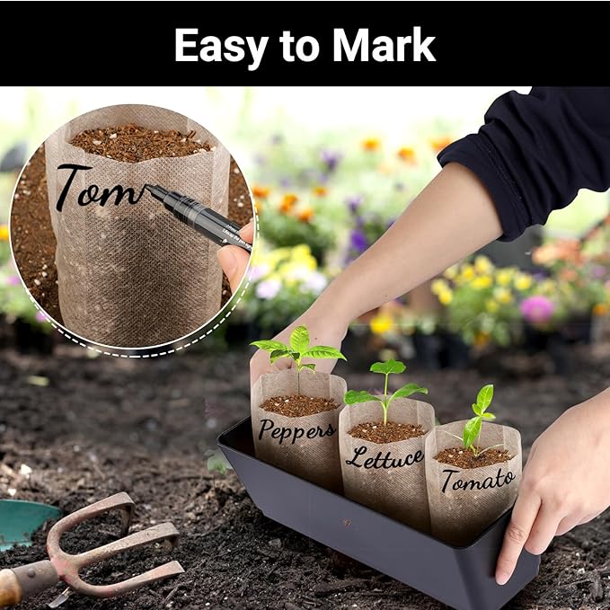 Plant Grow Bags, 200pcs Plant Nursery Bag 5.5 x6.3 inches, Fabric Seedling Pots Plant Pots for Potato, Flower, Tomato Plant Starts & Clones, Home Gardening Supply