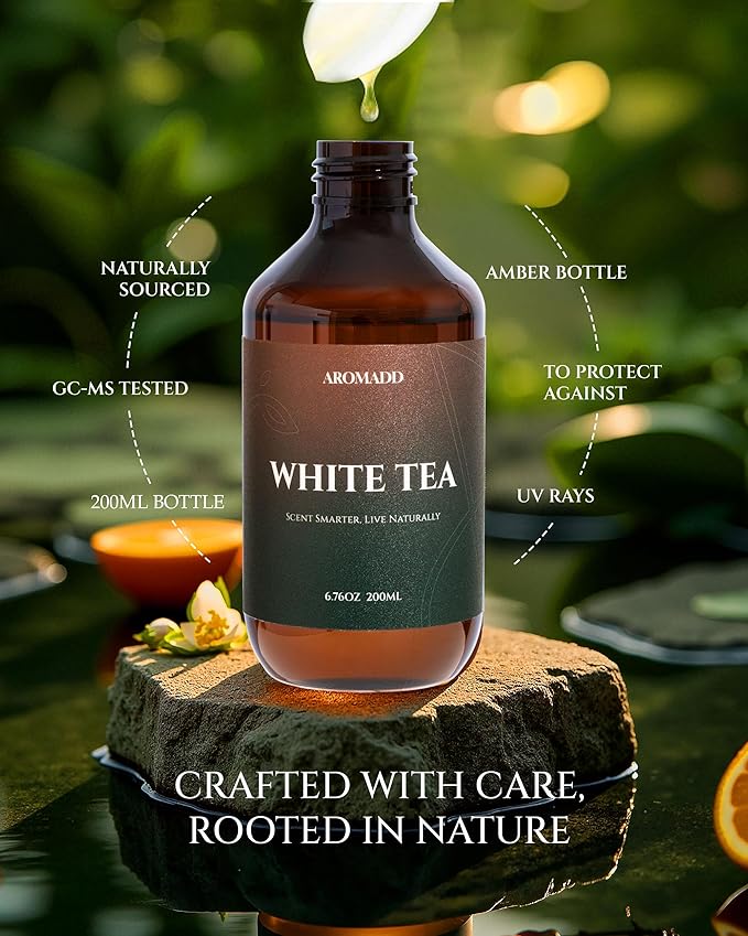 Aromadd Hotel Scents Diffuser Oil White Tea, Luxury Essential Oils for Waterless Diffuser, Aromatherapy Hotel Diffuser Oil for Home & Office, Long-Lasting - 6.76 fl oz (200 mL)