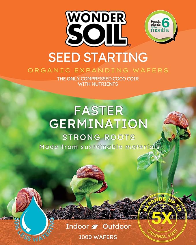 WONDER SOIL | 1000 Organic Seed Starter Pellets | Ready to Plant Seed Starting Soil Loaded with Pre-Mixed Nutrients | Fast Germination | Indoor or Outdoor | 1000 Count