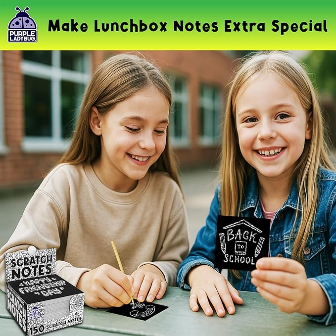 PURPLE LADYBUG Silver Holographic Scratch Art Mini Notes - Scratch Art for Kids, Summer Activities, Camping Games for Ages 4-8