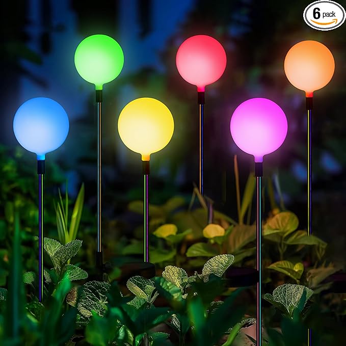 SOLPEX Solar Garden Lights 6 Pack, Solar Globe Lights Outdoor Waterproof, Multi-Color Changing Garden Spheres Outdoor Waterproof, Ball LED for Garden Decorations