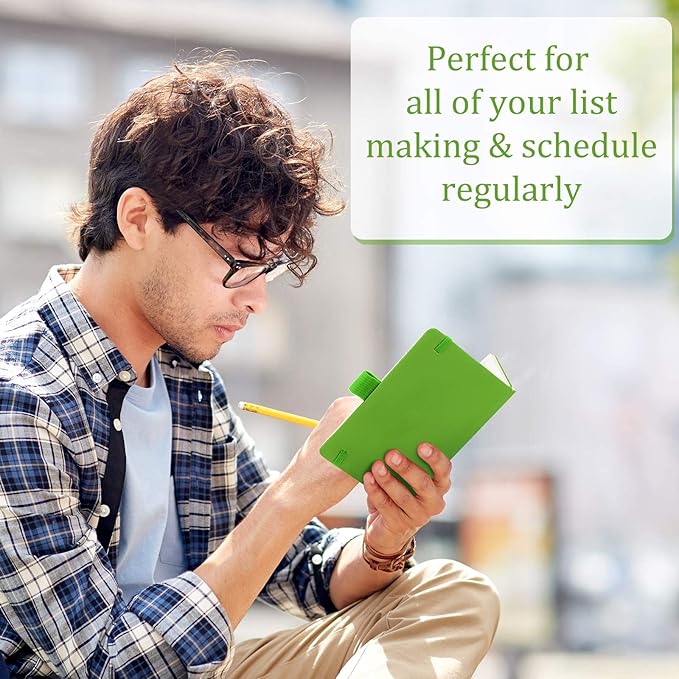 Laumoi 36 Sets Pocket Notebook Journals with Pens A6 Cute Small Journal Notebook Ruled Lined Mini Notepad Hardcover Executive Notebooks Set with Pen Holder for School Office, 3.7 x 5.7 Inch (Green)