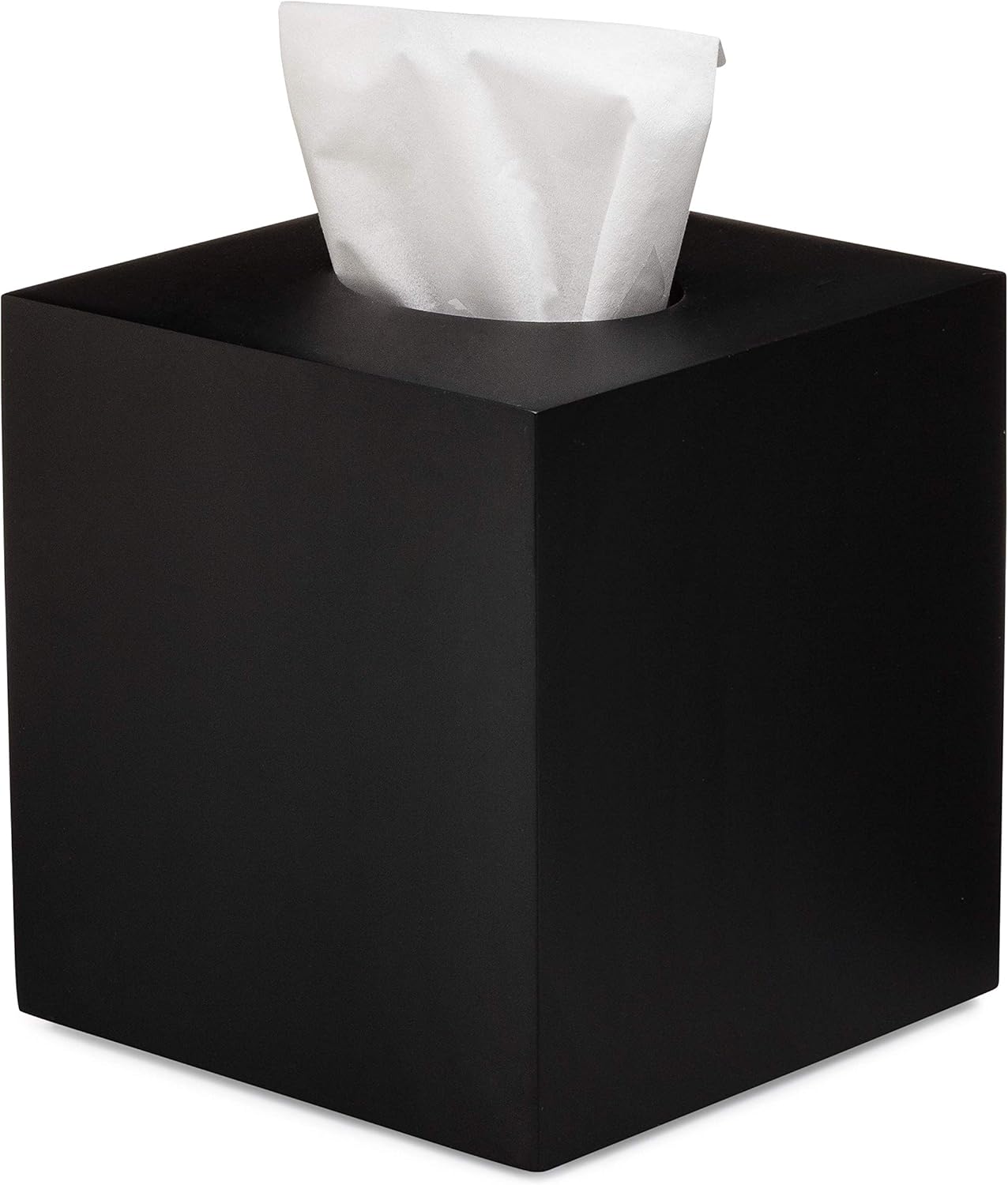 Essentra Home Matte Black Collection Square Tissue Box Cover