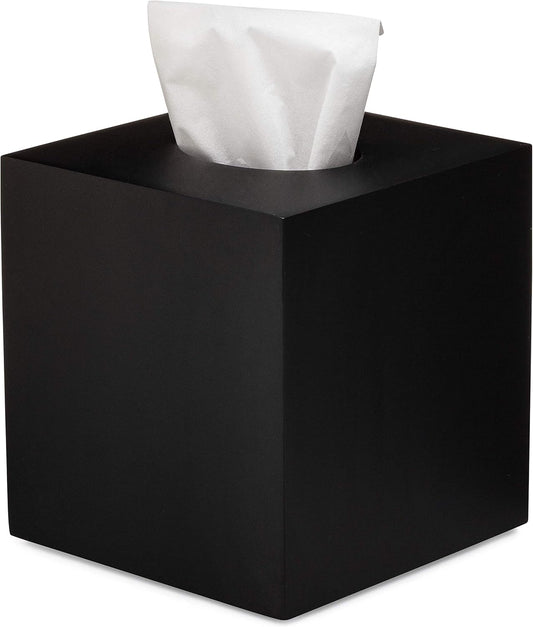 Essentra Home Matte Black Collection Square Tissue Box Cover