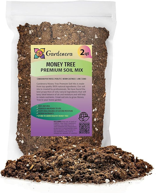 Money Tree Potting Soil Mix for Planting or Repotting Guiana Chestnut, Soil Blended to Properly Grow Money Tree Plants (2 Quart Bag)
