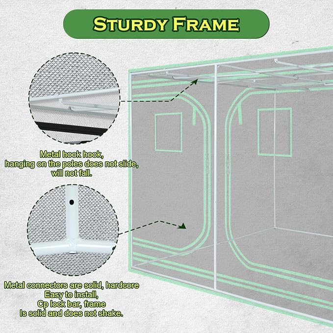 Grow Tent 96"x96"x78", High Reflective Mylar Dark Room with Observation Window, Removable Floor Tray and Tool Bag for Indoor Plant Growing 8'X8