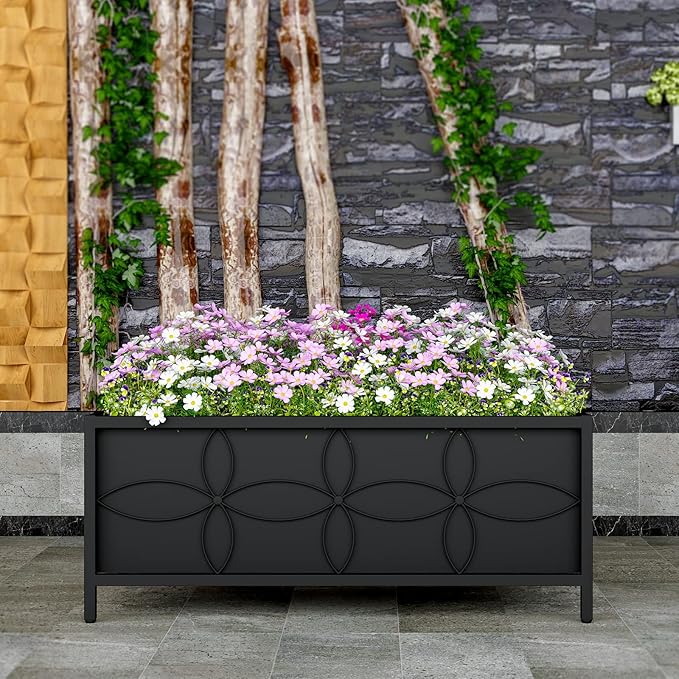 Zhongma Sturdy Raised Garden Bed with Inner Fabric Liners for Vegetables Flower, Planter Box for Backyard Patio Balcony. Inner Size: 33.85x14.17x11 inch