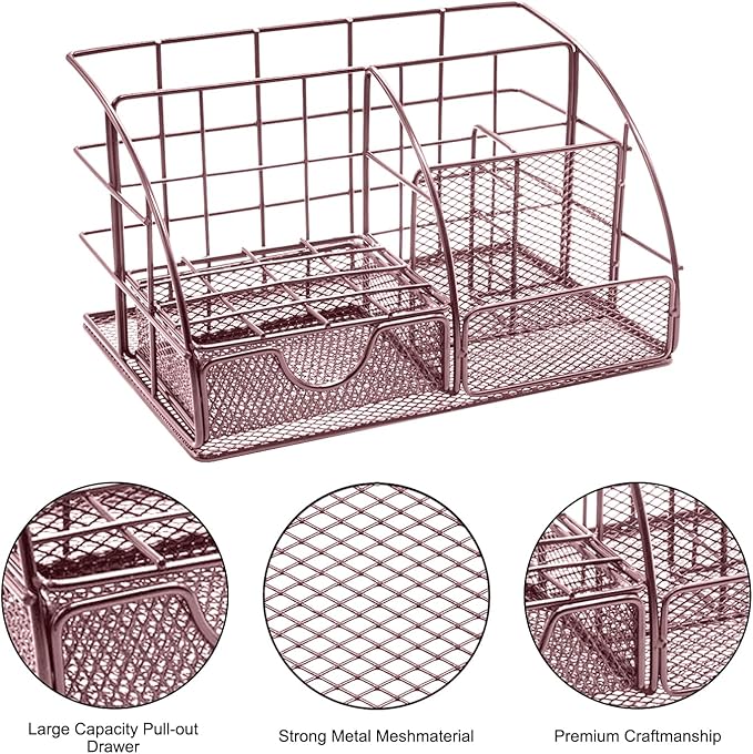 Office Desk Organizers, Pink 13PCS Office Supplies and Accessories Desk organizer, Acrylic Stapler, Staple Remover, Clips, Scissor, Phone Holder, Pen, Pen Holder