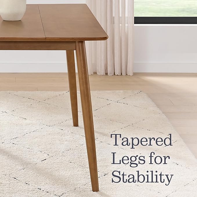 Alaterre Furniture Calais 59 Inch Mid Century Modern Dining Table for 4 - Rectangular Solid Wood Table with Minimalist Design - Mid Century Modern Furniture for Dining Room or Kitchen (Pecan Finish)