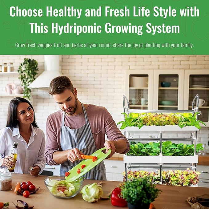 Large 3-Tier Indoor Hydroponics System Kit with Grow Lights, Double Water Pump Indoor Garden, and 72 Large Pods for Vegetables Herbs Microgreens