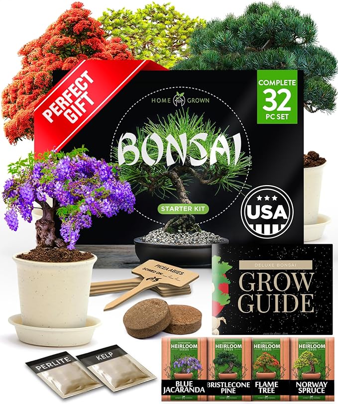 Bonsai Tree Kit 𝗨𝗦𝗔 Gifts for Men & Women - Grow 4 Bonsai Trees - Unique Gardening Crafts for Adults, DIY Hobbies for Plant Lovers & Gardeners - Unusual Christmas Gift Ideas for Mom & Dad