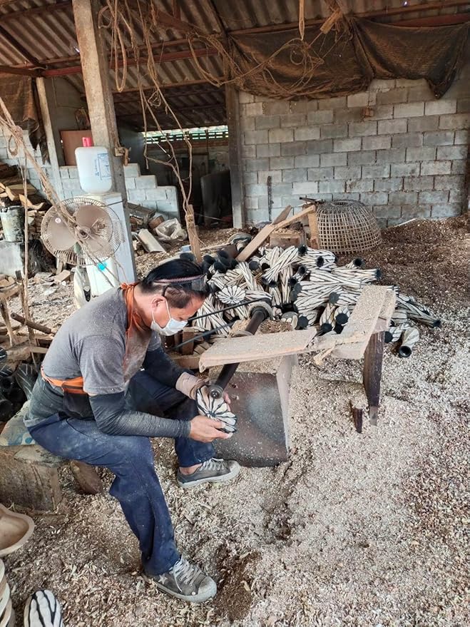 AeraVida 8-Inch Handmade Mango Wood Lotus Blossom Plate Tray | Decorative Carved Wooden Bowl for Tabletop, Entryway or Kitchen | Rustic Boho Accent Dish for Home Décor or Gifting