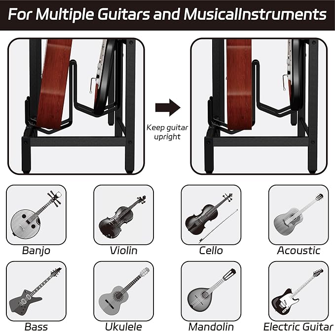 End Table with Guitar Stand,Record Player Stand,Vinyl Records Storage,2-Tier Guitar Stand for Acoustic,Turntable Stand for Music Studio,Grey